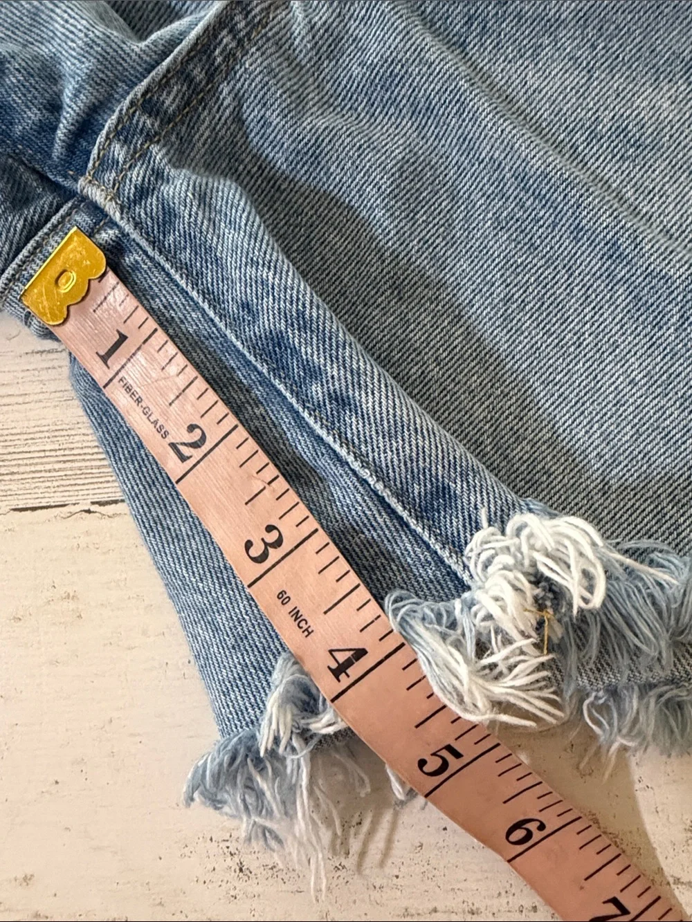 Agolde Parker Long High-Rise Distressed Denim Shorts